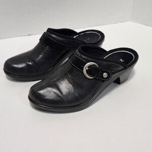 Romika Leather Mule Shoes 38 Slip On Black 8 Womens